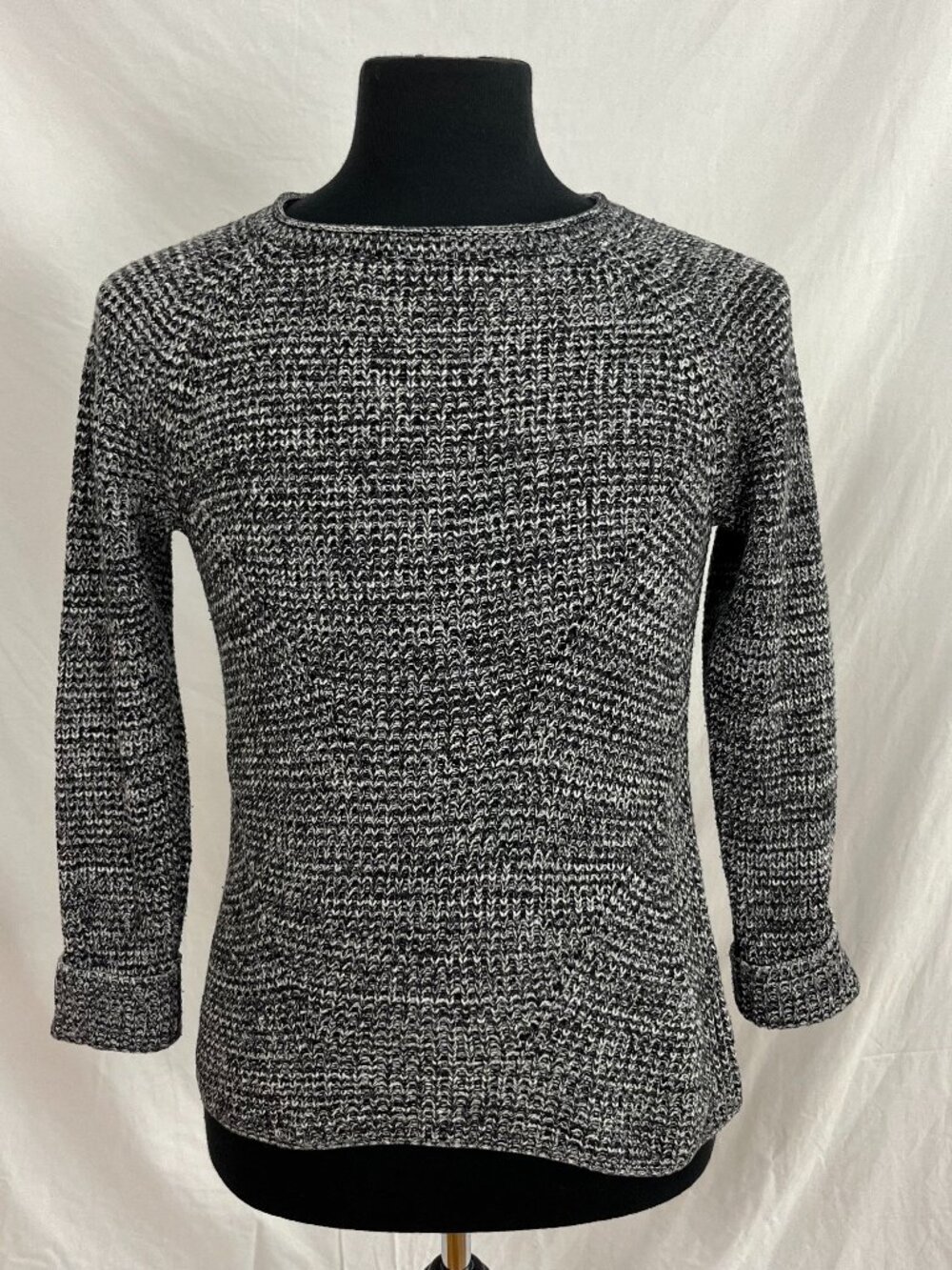 Style&Co soft warm knit black and white cuffed sweater size PM or size S